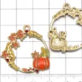 Thanksgiving Herbst Kürbis Kranz Emaillierte Legierung Anhänger DIY Schmuck Zubehör - Orangeroter Kürbiskranz