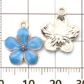 Blue enamel flower charm alloy pendant for DIY bracelet necklace jewelry making. - Cherry Blossom / 1 Piece (14x16mm) / Lake Blue