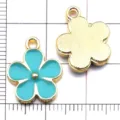Blue oil drop alloy flower pendant charms for DIY jewelry making bracelets necklaces accessories - Mystic Symbol Disc / 1 Piece (14x17mm) / Lake Blue