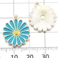 Pendentifs en alliage de fleurs émaillées bleues pour bracelets colliers accessoires bijoux. - Tournesol / 1 Pièce (18x21mm) / Bleu lac