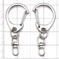 Zilveren metalen veer-sleutelhanger sluitingen met draaibare haak, duurzame DIY onderdelen. - D-Ring Sleutelhanger met Cijfer-8 Sluiting / 1 Stuk (41x18mm) / Zilver
