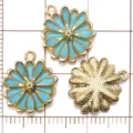 Pendentifs en alliage de fleurs émaillées bleues pour la fabrication de bijoux DIY colliers - Marguerite / Pack de 1 Pièce (15x13mm) / Bleu