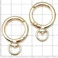 KC Gouden Ronde Veer Karabijnhaak Sleutelhanger Hanger DIY Sieraden Accessoires Variant - Ronde Sleutelhanger met Ring en Cirkel / 1 Stuk (38x26mm) / Goud