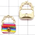 KC Oro Colorato Olio Gocciolante Metallo Borsa Pendente DIY Gioiello Accessorio SKU - Ciondolo per Borsa a Righe Colorate / 1 Pezzo (20x16mm) / Colorato