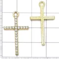 KC gold alloy cross pendant with clear rhinestones DIY necklace bracelet jewelry making accessories - Plated KC Gold Medium Diamond Cross