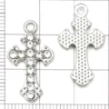 Rhinestone cross charms alloy DIY jewelry pendants for necklace bracelet making supply - White K Small Diamond Cross