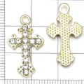 Gold alloy cross pendant with clear rhinestones DIY jewelry accessory crafting findings - KC Gold Small Diamond Cross