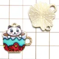 Ciondolo in metallo smaltato gatto tazza da tè lega fai da te accessorio di bigiotteria - Gatto Bianco in Tazza / 1 Pezzo/Confezione / Oro