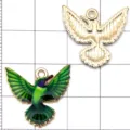 Farbenfrohe Emaillierter Kolibri Legierung Anhänger Charms für DIY Schmuckherstellung Zubehörteile - Flügel Ausbreitender Kolibri (27624)