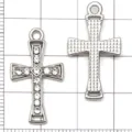 Silver alloy hollow cross rhinestone pendant DIY necklace bracelet jewelry accessories. - White K Shaped Diamond Cross