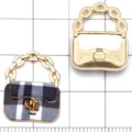 Ciondolo mini borsa a quadri in lega d'oro KC accessorio per gioielli fai da te, ciondoli. - Ciondolo per Borsa a Quadri Nero e Grigio