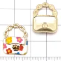 Set ciondoli borsa in lega DIY, colore oro forma di borsa carina accessori per bigiotteria. - Ciondolo per Borsa Plumeria