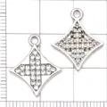 Silver alloy rhinestone star pendant DIY jewelry accessories crafting charms bulk - Plated White K 4-Point Star Diamond Cross