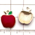 Enamel apple alloy charm detail shot, perfect for DIY bracelet and necklace jewelry making. - Apple Pendant (10851) / 1 Piece (12x15mm) / Red