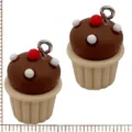 Leuke hars chocolade cupcake bedels met metalen lussen voor DIY sieraden accessoires. - Chocolade Room Cupcake / 1 Stuk (23x16x16mm) / Koffie