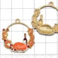 Thanksgiving Truthahn Emaillierter Anhänger Gold Legierung DIY Halskette Armband Zubehör - Orangeroter Brathähnchen Kranz