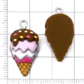 Hars IJsje Hanger Kleurrijke Simulatie Hoorn DIY Sieraden Maken Accessoires Voor - Meerlagige Ijsje / 1 Stuk (25x13x6.5mm) / Koffiebruin