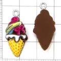 Hars ijsje hoorn hanger, kleurrijke DIY handgemaakte sieraden accessoire variant optie. - Strik Ijsjeshoor / 1 Stuks/Verpakking (27x13x6mm) / Koffiebruine Basis Gele Strik