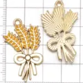 Goldene Legierung Emaille Weizenähre Schleife Anhänger DIY Schmuck Zubehör Halskette Armband. - Gelbe Ähre