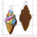 Hars ijsje hoorn hanger variant gekleurd DIY handgemaakte sieraden accessoire deel. - Regenboog Aardbeien Ijsjeshoor / 1 Stuk (29x13x7mm) / Koffiebruin