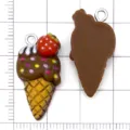 Hars ijsje bedel hanger voor DIY handgemaakte sieraden ambachten accessoires levering 1st - Aardbeienijsje / 1 Stuk (26x13.5x7mm) / Koffiebruin