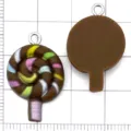 Hars lolly bedels voor sieraden maken, DIY ambachtelijke kleurrijke accessoires. - Lolly / 1 Stuk (26x17x5mm) / Koffiebruin