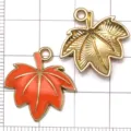Emaillierter Ahornblatt Legierung DIY Anhänger für Halskette Armband Schmuckherstellung - Orange Emaille Ahornblatt