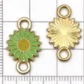 Colgante de girasol esmaltado dorado conector de doble bucle accesorio de joyería - Verde