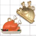 Gebratene Truthahn Emaillierte Legierung Anhänger DIY Armband Halskette Schmuck Zubehör - Orangeroter Brathähnchen