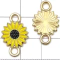Ciondolo connettore girasole in lega dorata ciondolo DIY per braccialetto collana creazione gioielli - Giallo