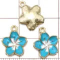Pendentifs de fleurs en alliage d'émail bleu pour bracelet collier faits à main DIY bijoux - Petite Marguerite Fleur de Cerisier / 1 pièce (16x13mm) / Bleu