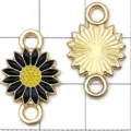 Ciondoli girasole in metallo smaltato nero doppio anello accessori gioielli DIY - Nero