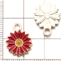 Red oil drop flower alloy pendant DIY charm for necklace bracelet jewelry making detail - Chrysanthemum Pendant (14785)