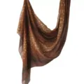 Brown watercolor print scarf, soft lightweight fabric with deer spot pattern, elegant fashion accessory. - 127