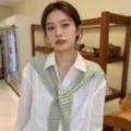 Women hollow knit tied shawl summer air-conditioning room shoulder cape decorative collar - Bean Green