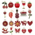 Red enamel alloy charms mix 20 styles cute DIY jewelry pendants for bracelets necklaces craft making - Mixed 20 Styles Oil Drop Series (SN996) / 20 Pieces Pack (16g) / Red