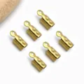 Terminales de cordón punteados chapados al vacío de acero inoxidable para joyería DIY. - 8x4x3mm / Dorado