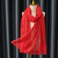 Elegant red lace scarf and veil for women, perfect for fashion styling and daily wear. - Red