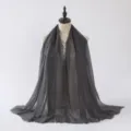 Écharpe unie en coton et lin gris foncé pour femmes, grand châle d'automne et hiver. - Gris foncé