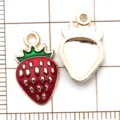 Red enamel strawberry metal charms DIY pendant for bracelet necklace jewelry accessories - Strawberry Pendant (10849) / 1 Piece (10x17mm) / Red