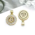 Gold plated round letter B pendant with sparkling cubic zirconia, perfect for DIY jewelry making. - Round Rhinestone Letter B Pendant (16162-B) / 1 Piece (15x21mm) / KC Gold