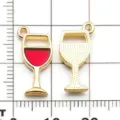 Enamel wine glass charms alloy gold tone pendants for DIY bracelet necklace jewelry making parts - Wine Glass Pendant (10987)