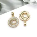Gold-plated round letter C pendant charm with sparkling cubic zirconia for DIY jewelry making. - Round Rhinestone Letter C Pendant (16162-C) / 1 Piece (15x21mm) / KC Gold