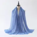 Solid blue cotton linen large women scarf shawl, soft autumn winter fashion accessory. - Blue