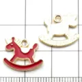 DIY red enamel unicorn rocking horse metal charms for handmade bracelets necklaces jewelry making - Rocking Horse Pendant (10996)