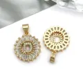 Gold plated brass round letter D pendant with cubic zirconia for DIY jewelry making necklace - Round Rhinestone Letter D Pendant (16162-D) / 1 Piece (15x21mm) / KC Gold