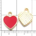 Red enamel and gold heart pendants charms for DIY handmade bracelet necklace jewelry making accessories. - Heart Pendant (11027)