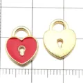Heart shaped alloy lock charms diy jewelry accessories red enamel pendant 2pcs pack - Heart Lock Pendant (11040)