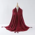 Cross-border fashion tassel long scarf silver wire trim elegant women hijab shawl - 2#