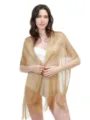Metallic mesh fringe shawl evening wrap scarf for women elegant party dress cover up sun protection - 10#